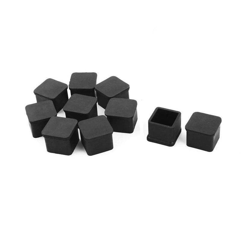 SpzcdZa 8pcs 1-3/16 Inch x 1-3/16 Inch (30 x 30mm)Black Rubber Square Feet Furniture Table Chair Leg Foot Cover Caps Chair Leg Floor Protectors, Prevent Scratches, Wood Floor Protector - Image 1